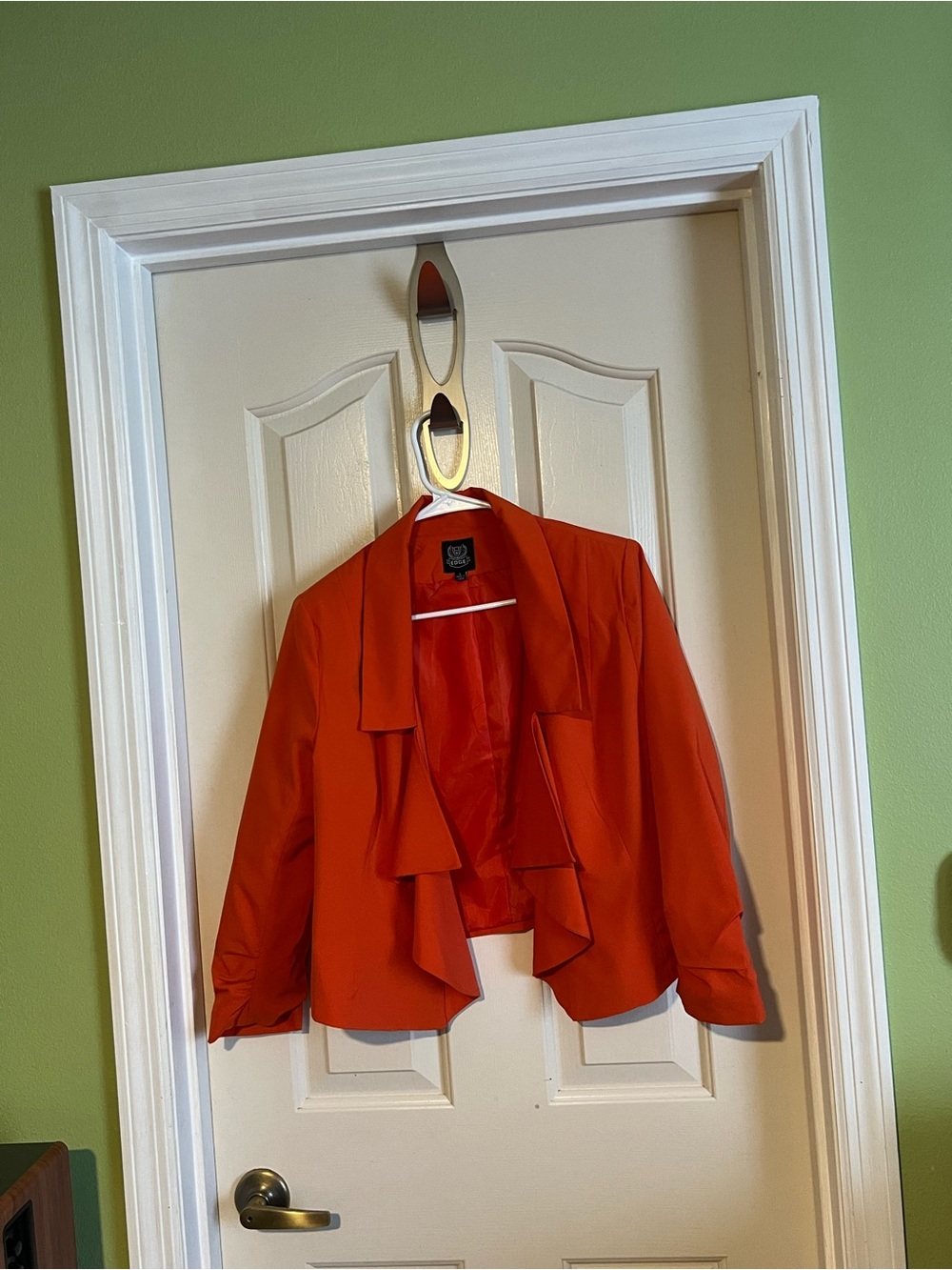 NWOT edge Orange Ruffle Open-Front Blazer